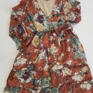 Hemant & Nandita boho floral midi V flowy dress